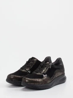 Waldläufer – Komfort-Sneaker aus Veloursleder schwarz