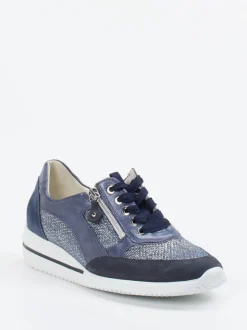 Waldläufer – Komfort-Sneaker aus geprägtem Leder blau