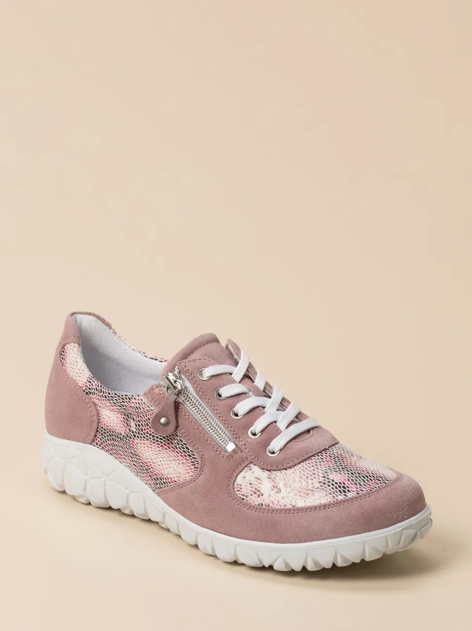 Waldläufer – Komfort-Sneaker aus Nubukleder altrosa