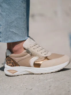Waldläufer – Komfort-Sneaker aus Velours und Mesh beige