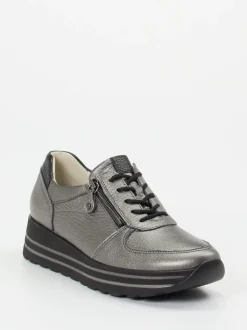 Waldläufer – Komfort-Sneaker aus Metallicleder grau