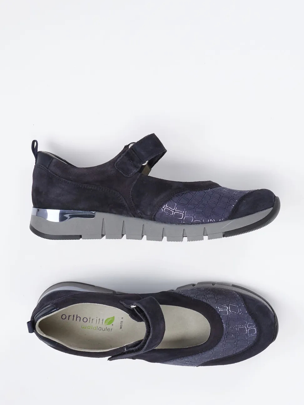 Waldläufer – Mary Jane Sneaker aus Veloursleder Dunkelblau