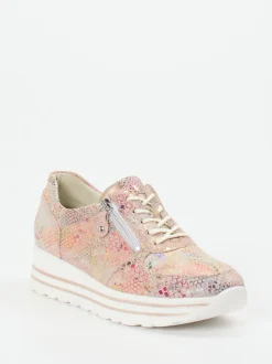 Waldläufer – Plateau-Sneaker aus geprägtem Leder metallic