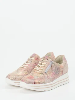 Waldläufer – Plateau-Sneaker aus geprägtem Leder metallic