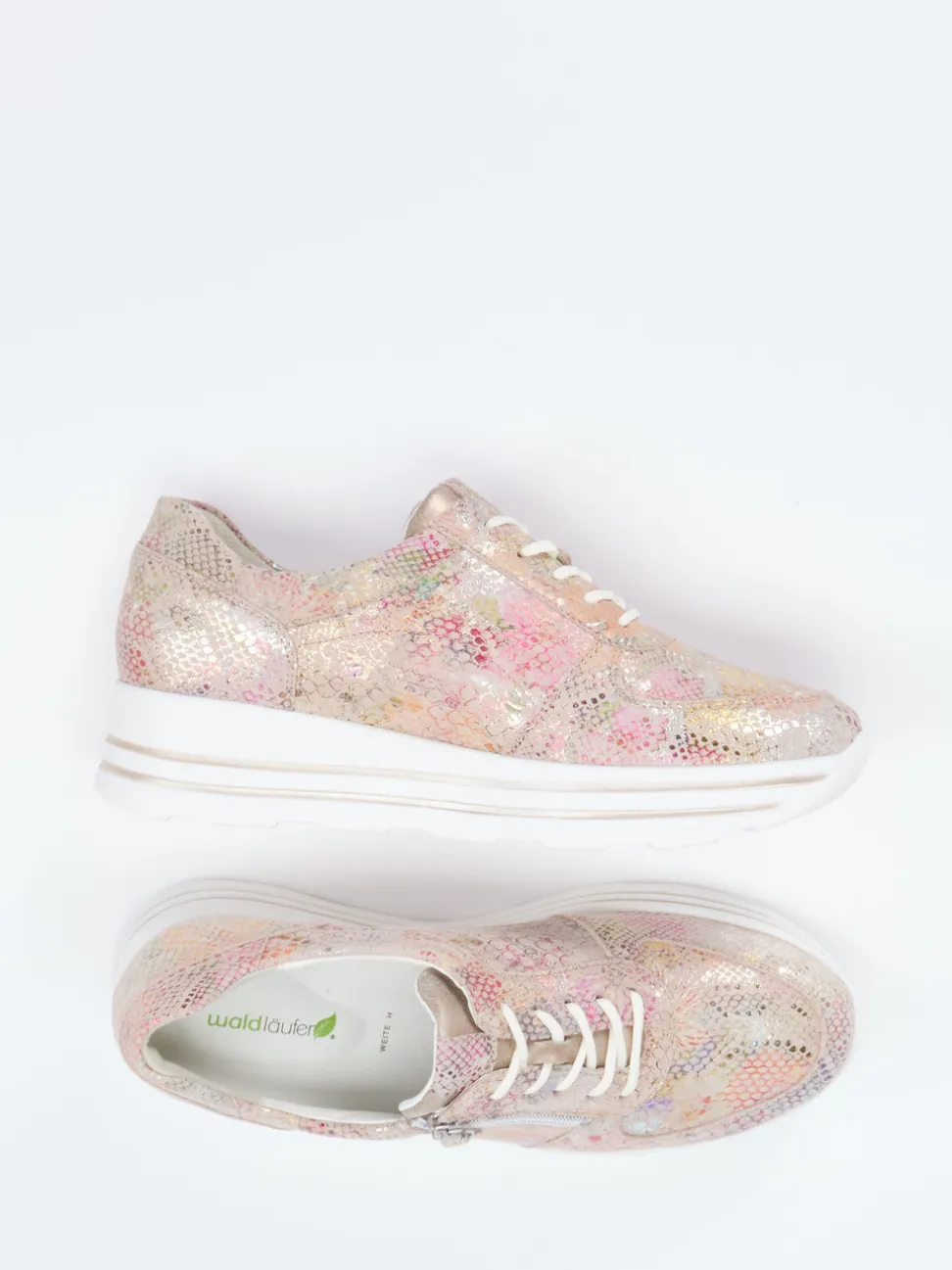 Waldläufer – Plateau-Sneaker aus geprägtem Leder metallic
