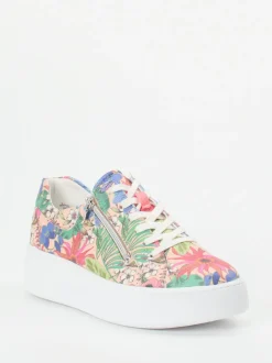 Waldläufer – Plateau-Sneaker aus geprägtem Leder multi