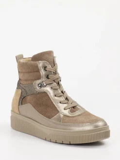 Waldläufer – Schnürboots aus Veloursleder taupe