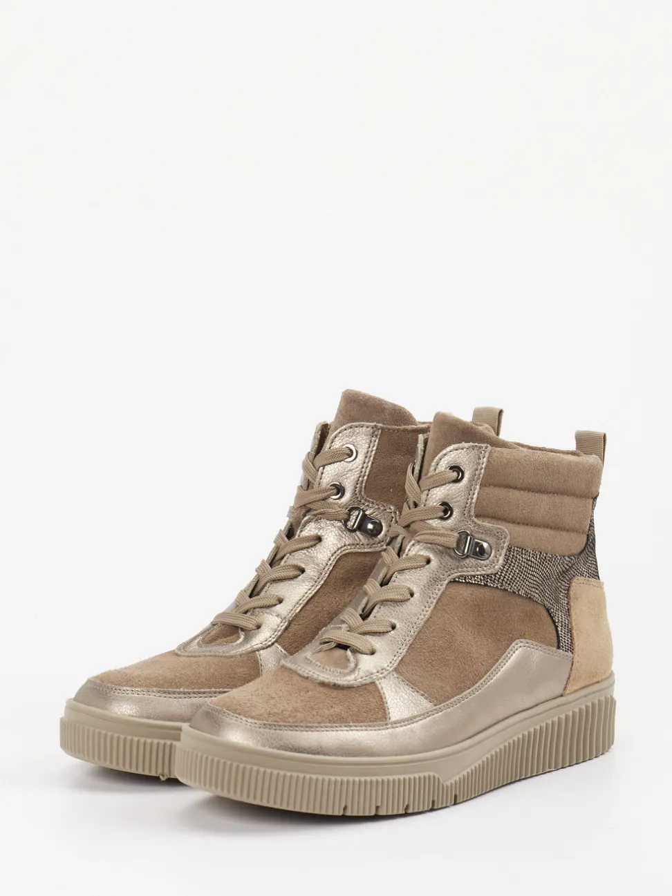 Waldläufer – Schnürboots aus Veloursleder taupe