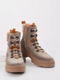 Waldläufer – Schnürboots aus Veloursleder beige