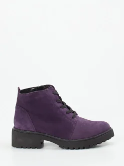 Waldläufer – Schnürboots aus Veloursleder Pflaume