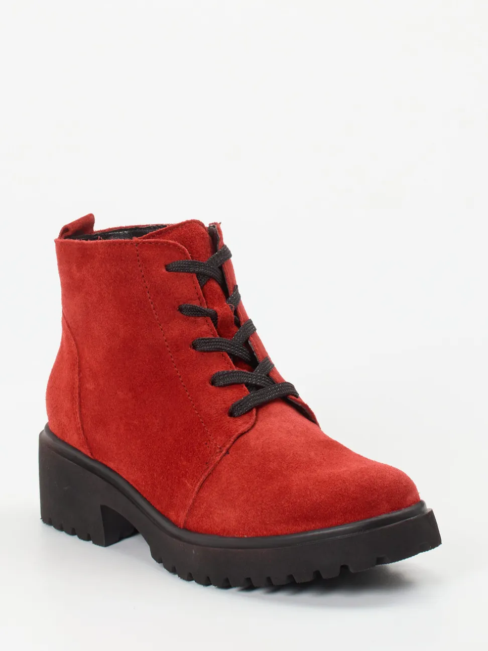 Waldläufer – Schnürboots aus Veloursleder in Rot