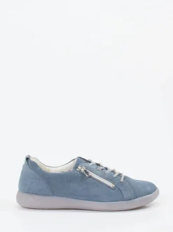 Waldläufer – Schnürschuh aus Veloursleder taubenblau