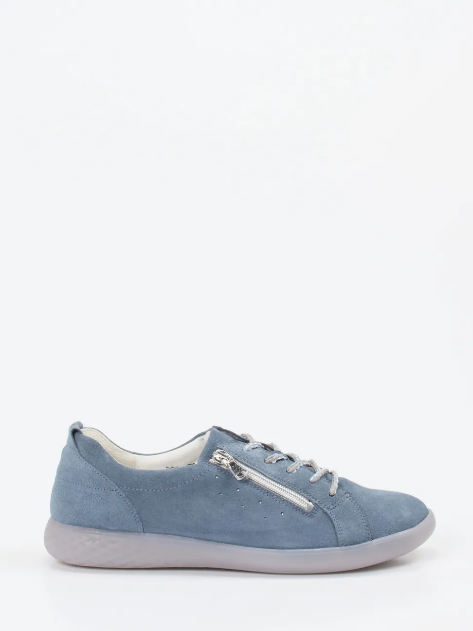 Waldläufer – Schnürschuh aus Veloursleder taubenblau
