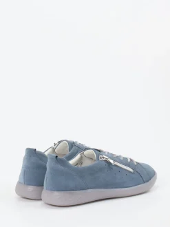 Waldläufer – Schnürschuh aus Veloursleder taubenblau