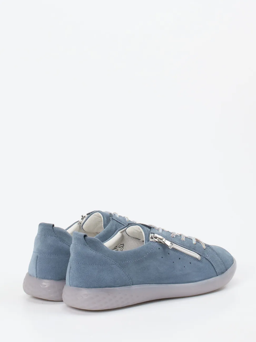 Waldläufer – Schnürschuh aus Veloursleder taubenblau
