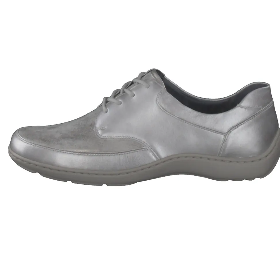 Waldläufer – Schnürschuh aus Metallicleder silberfarben