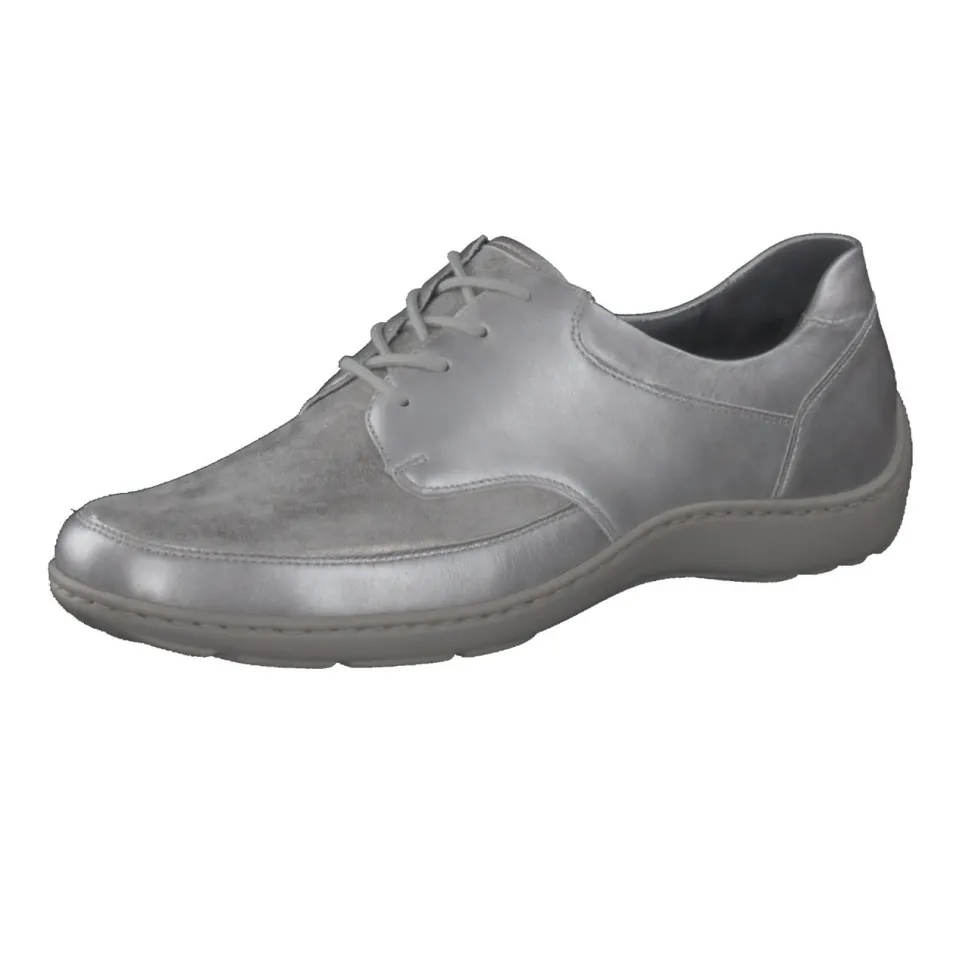 Waldläufer – Schnürschuh aus Metallicleder silberfarben