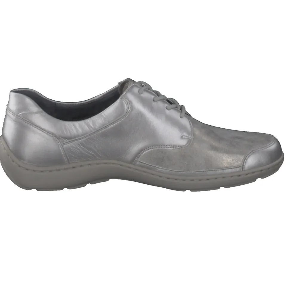 Waldläufer – Schnürschuh aus Metallicleder silberfarben