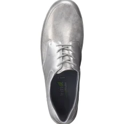 Waldläufer – Schnürschuh aus Metallicleder silberfarben