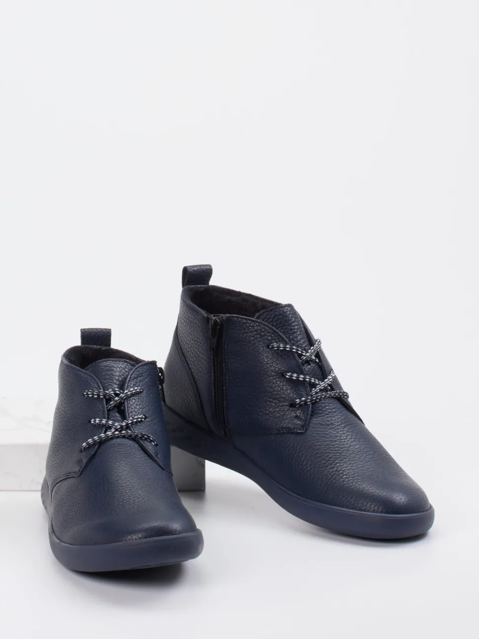 Waldläufer – Schnürstiefelette aus Kalbleder Dunkelblau