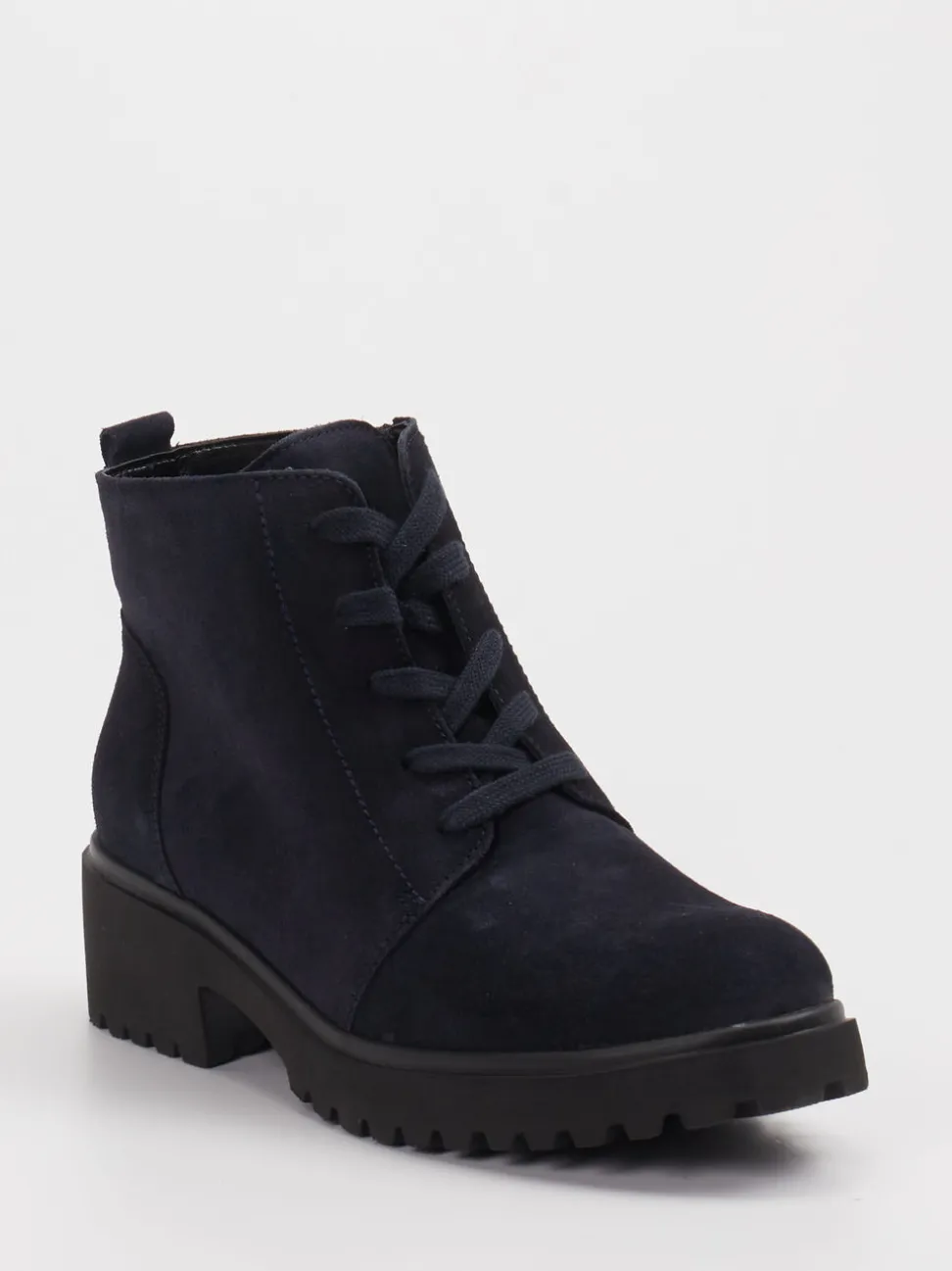 Waldläufer – Schnürstiefeletten aus Veloursleder blau