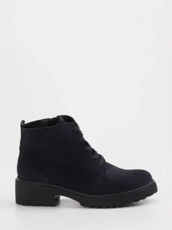 Waldläufer – Schnürstiefeletten aus Veloursleder blau