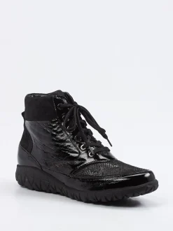 Waldläufer – Schnürstiefelette aus Lackleder schwarz