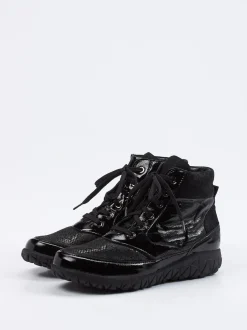 Waldläufer – Schnürstiefelette aus Lackleder schwarz