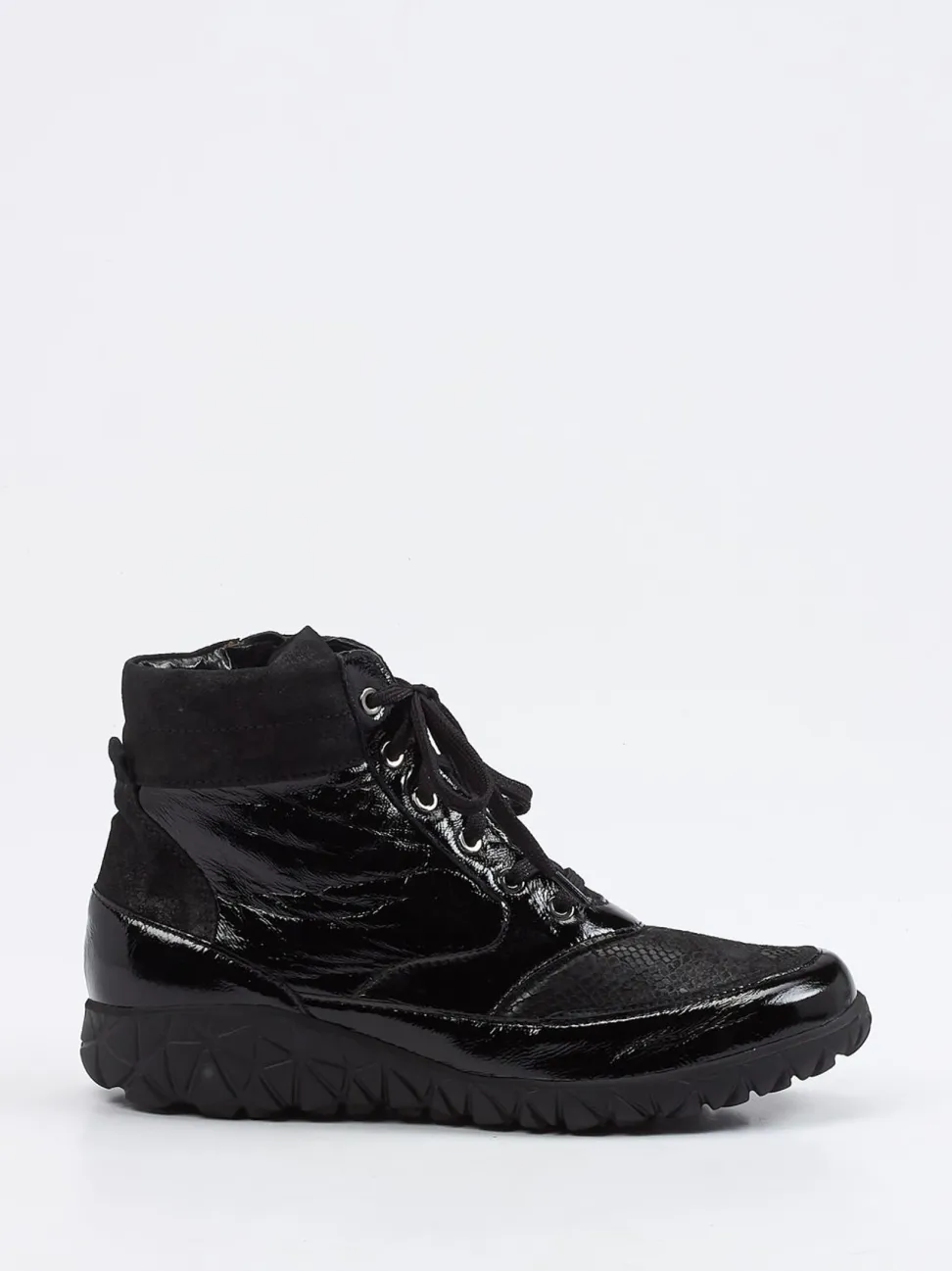 Waldläufer – Schnürstiefelette aus Lackleder schwarz