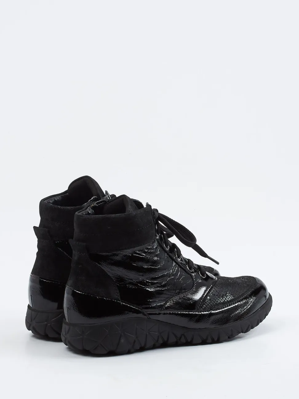 Waldläufer – Schnürstiefelette aus Lackleder schwarz