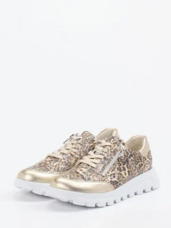 Waldläufer – Sneaker aus geprägtem Leder in Beige