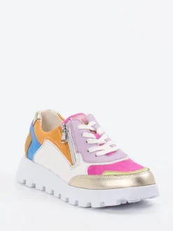 Waldläufer – Sneaker aus Velourleder und Glattleder Multicolor