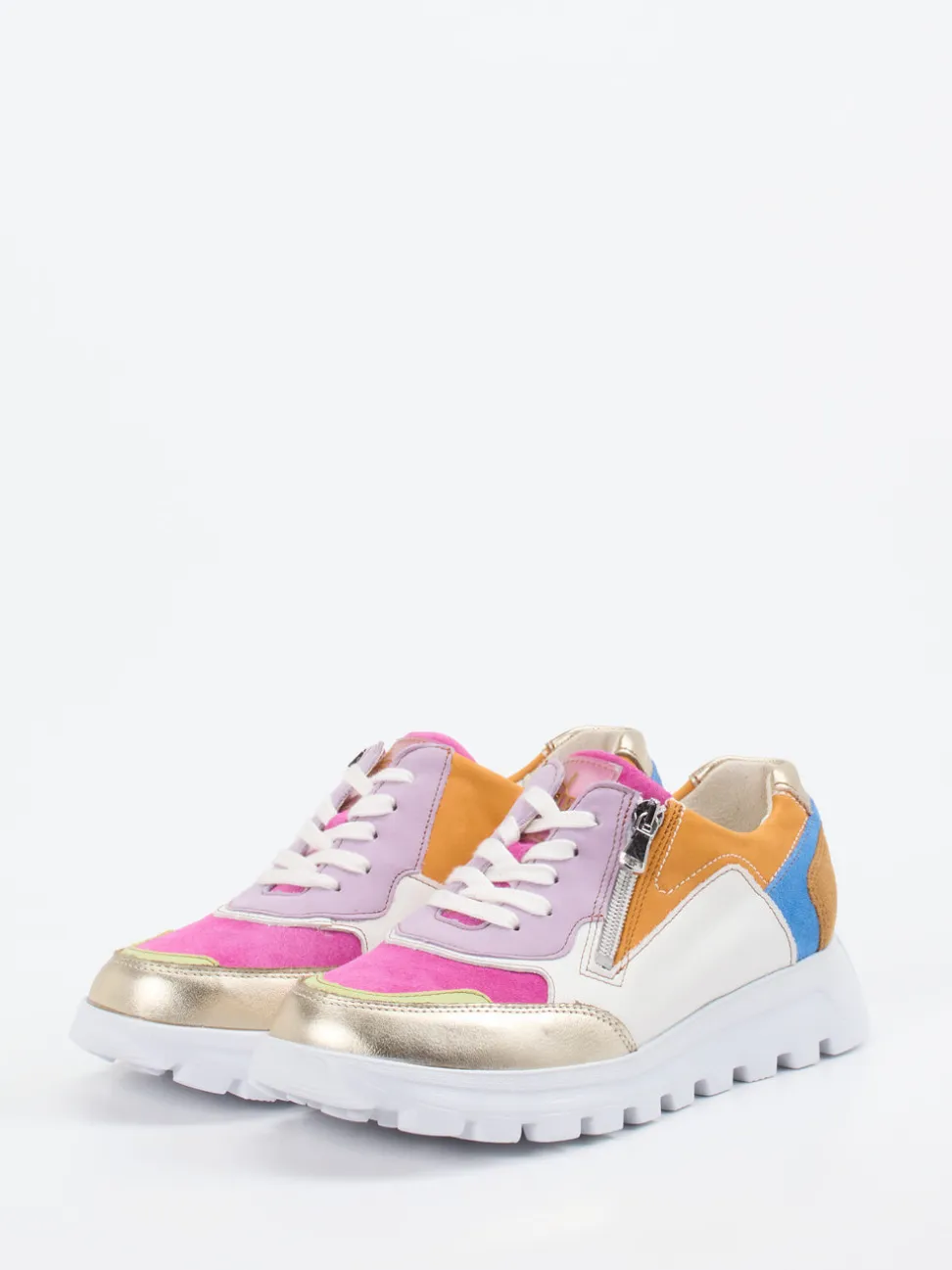Waldläufer – Sneaker aus Velourleder und Glattleder Multicolor