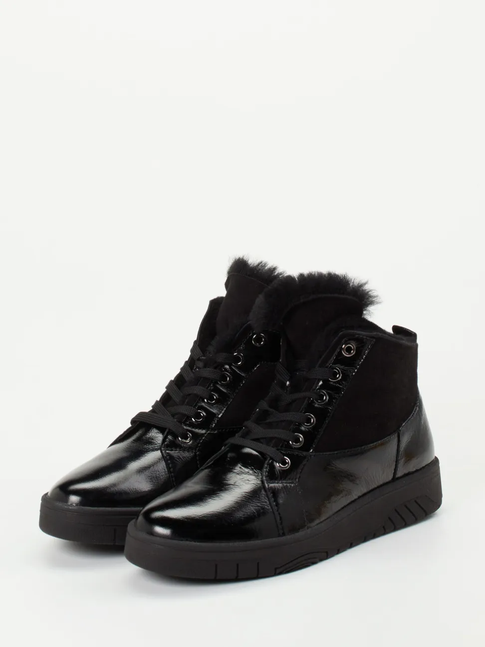 Waldläufer – Stiefeletten aus Lackleder Schwarz