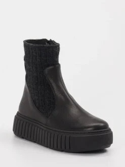 Werner – Plateau-Stiefelette aus Leder Schwarz