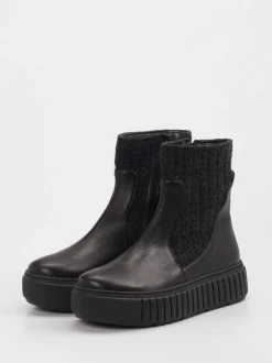 Werner – Plateau-Stiefelette aus Leder Schwarz