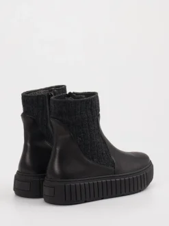 Werner – Plateau-Stiefelette aus Leder Schwarz