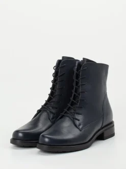 Werner – Schnürstiefelette aus Kalbleder Dunkelblau