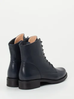 Werner – Schnürstiefelette aus Kalbleder Dunkelblau