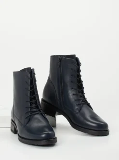 Werner – Schnürstiefelette aus Kalbleder Dunkelblau