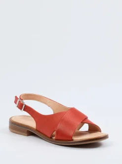 Werner – Slingback-Sandalen aus Kalbleder ziegelrot