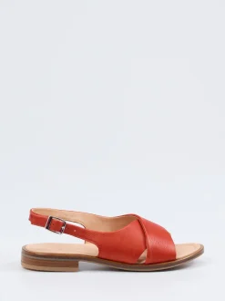 Werner – Slingback-Sandalen aus Kalbleder ziegelrot