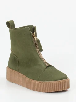 Werner – Stiefeletten aus Nubukleder Olivgrün