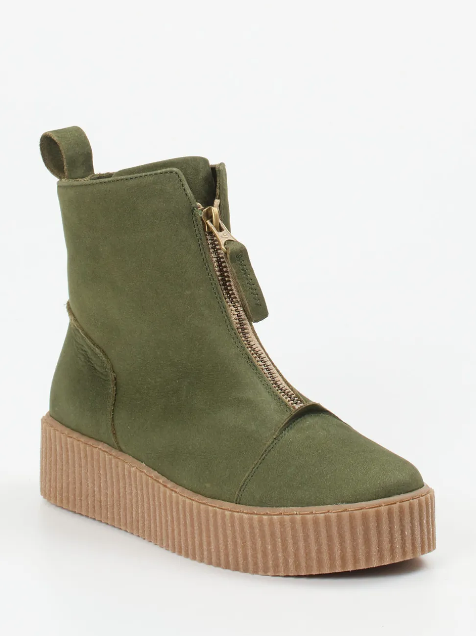 Werner – Stiefeletten aus Nubukleder Olivgrün