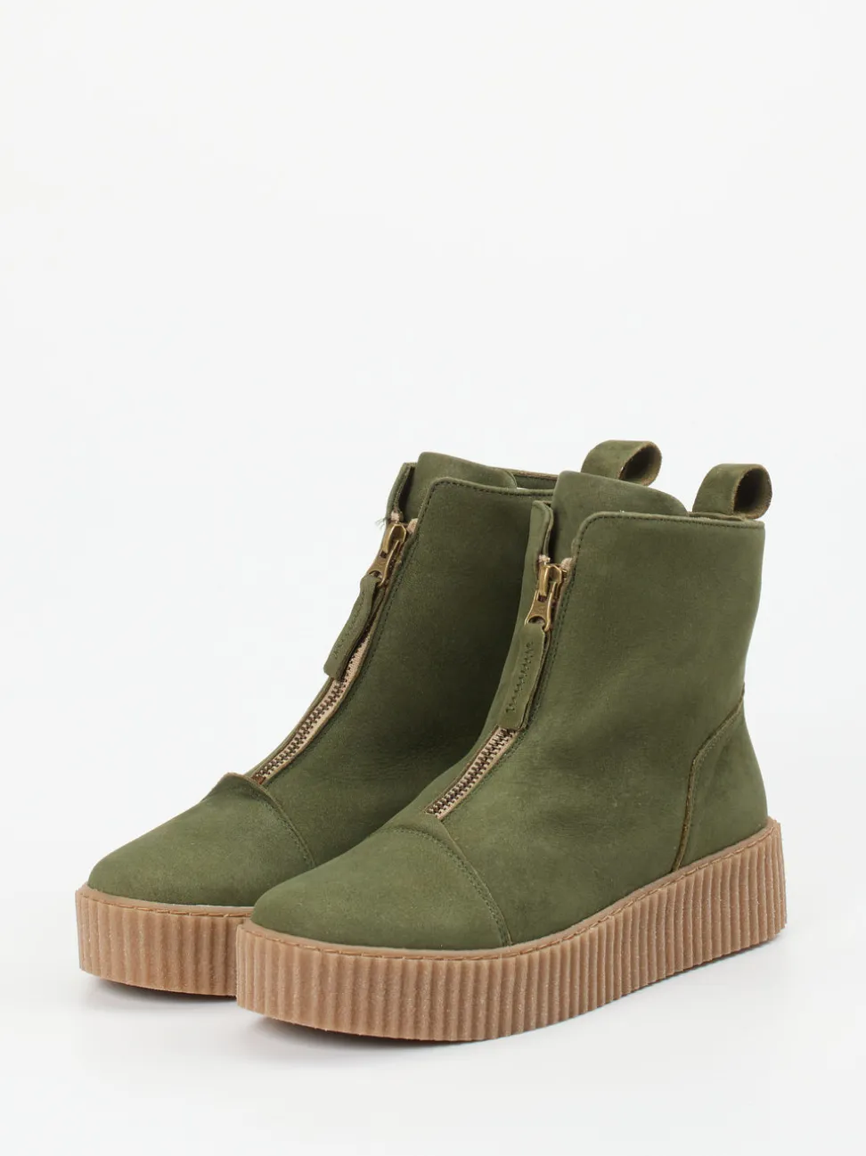 Werner – Stiefeletten aus Nubukleder Olivgrün