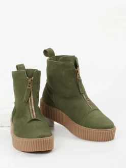 Werner – Stiefeletten aus Nubukleder Olivgrün