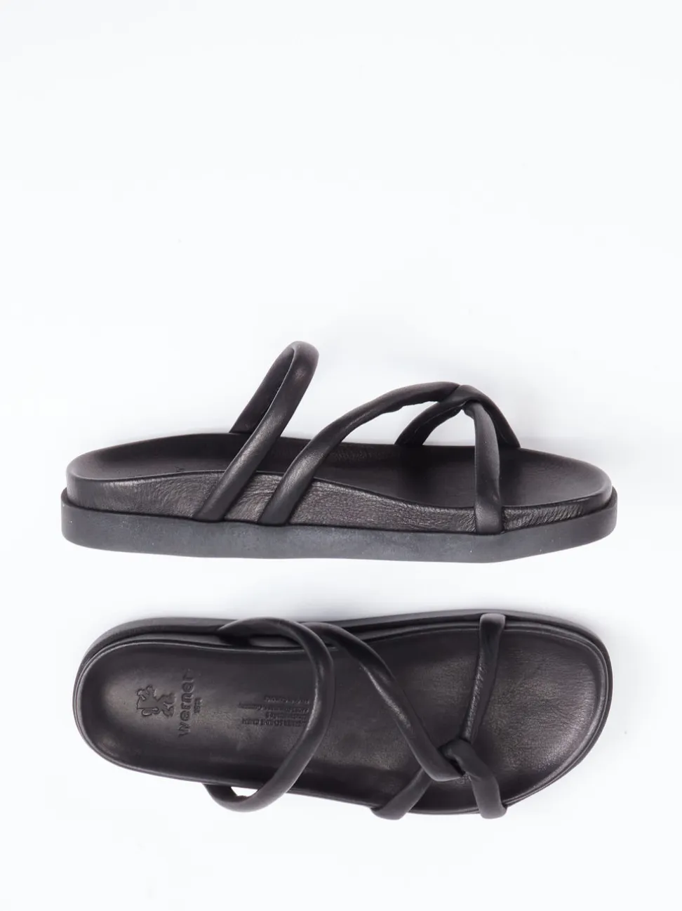 Werner – Zehenstegsandalen aus Kalbleder schwarz