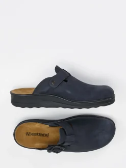Westland – Hausschuh-Clog aus Nubukleder Dunkelblau