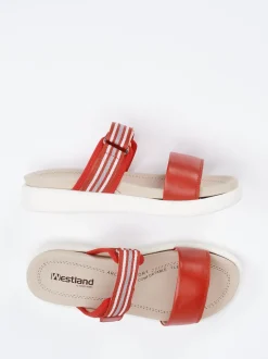 Westland – Komfort-Sandalen aus Kalbleder Tomatenrot