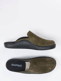 Westland – Pantolette aus Veloursleder Olivgrün